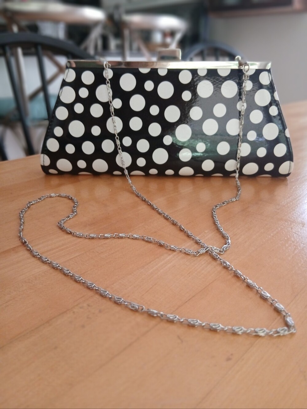 Neiman Marcus Patent Polka Dot Clutch - Picture 7 of 8